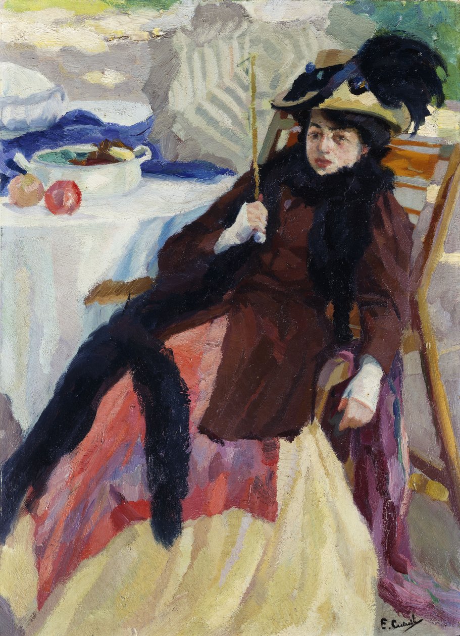Dame mit Sonnenschirm von Edward Cucuel