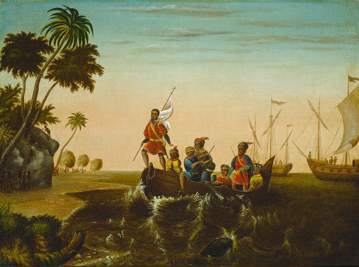 Die Landung von Kolumbus, ca. 1837 von Edward Hicks