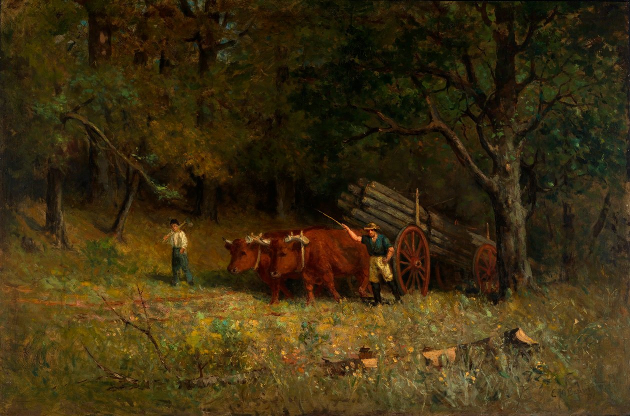 Ohne Titel (Junge und Mann mit Ochsen) von Edward Mitchell Bannister