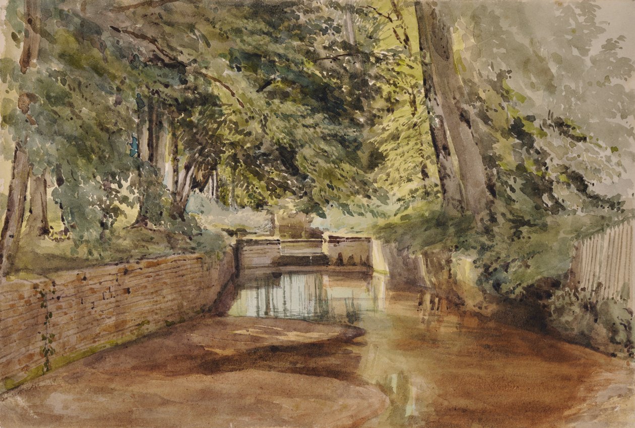 Flussszene mit halb trockenem Flussbett von Edward Pretty