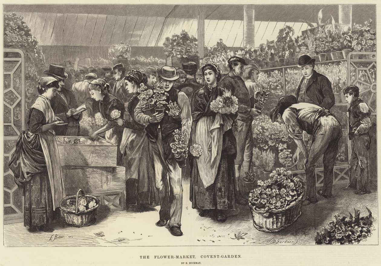 Der Blumenmarkt, Covent Garden von Edwin Buckman