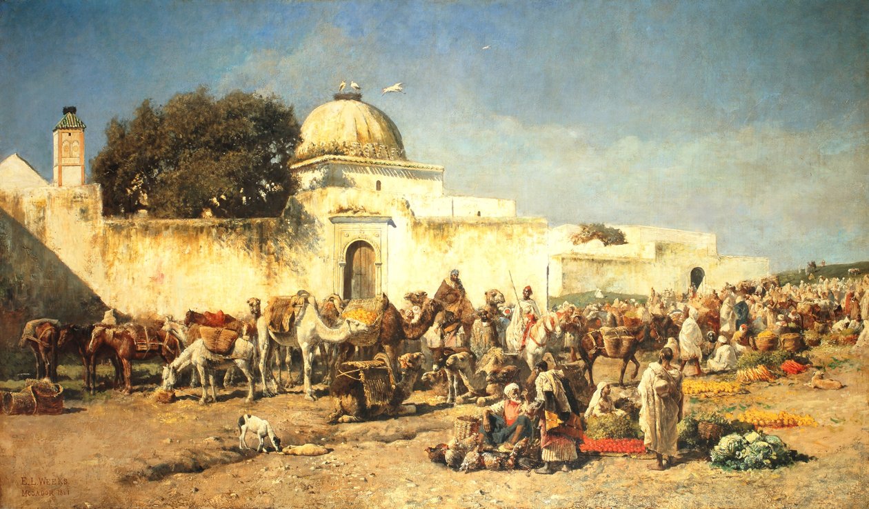 Marktszene in Mogador, 1881 von Edwin Lord Weeks