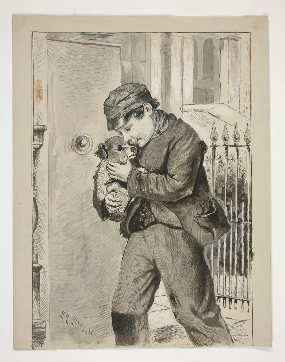 Junge mit Welpen von Edwin Austin Abbey
