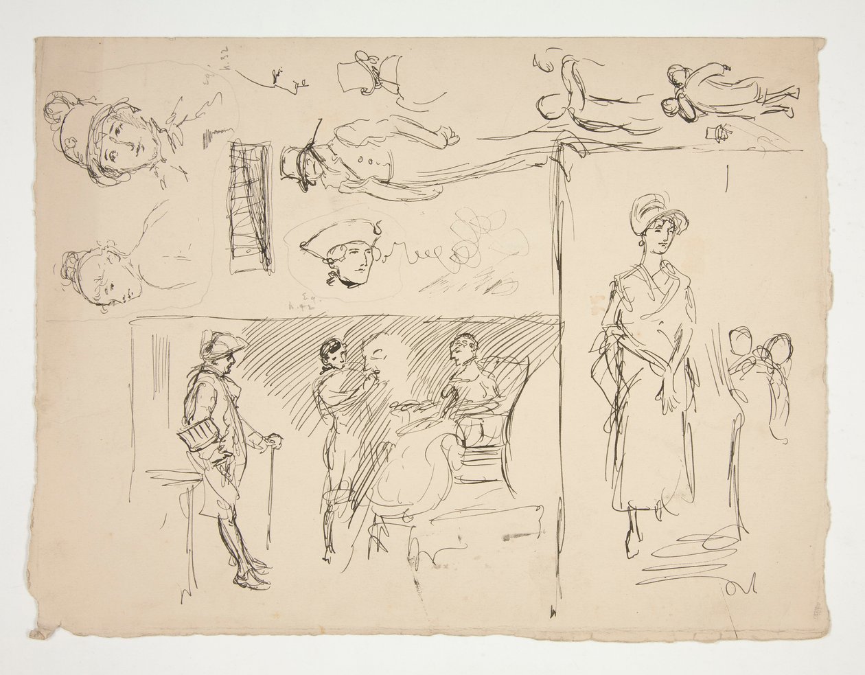 Blatt mit Figurenstudien von Edwin Austin Abbey