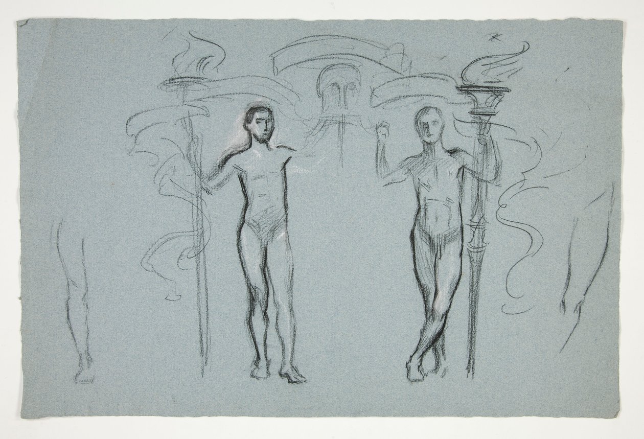 Studie von zwei Flammenhaltern von Edwin Austin Abbey