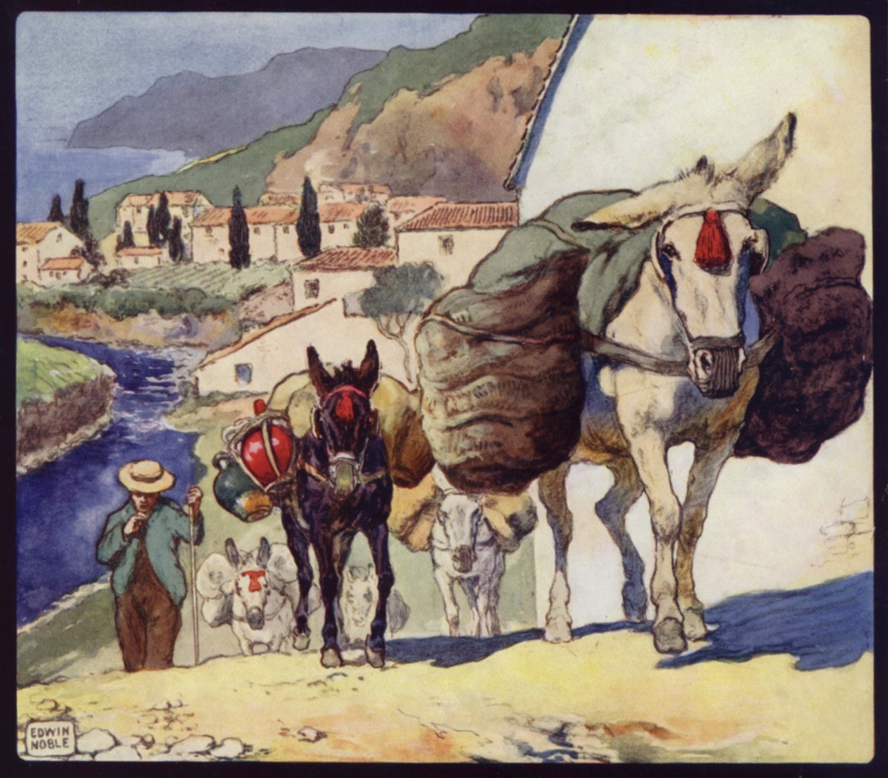 Maultiere auf einem spanischen Pass von Edwin Noble