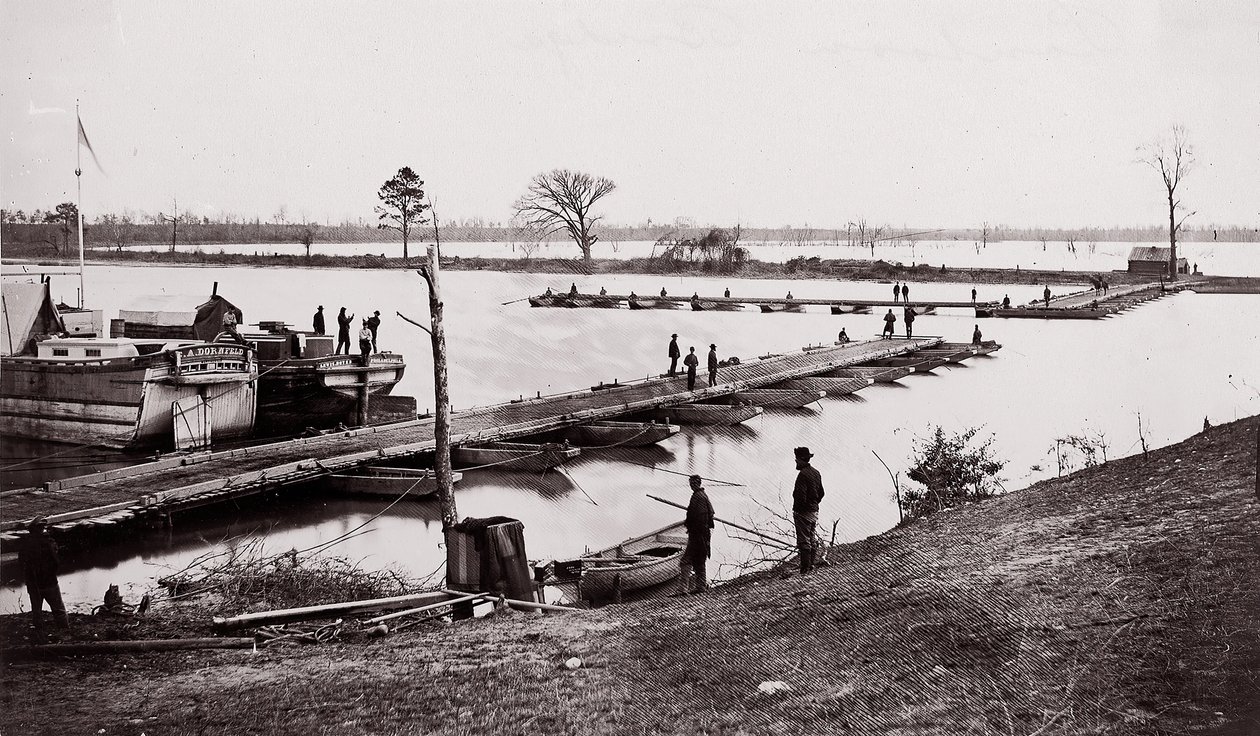 Pontoonbrücke, 1861-65 von Egbert Guy Fowx