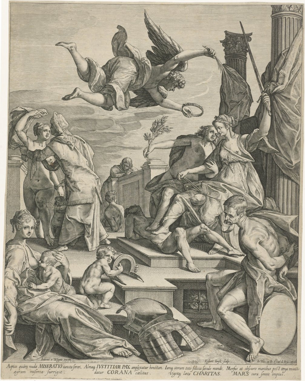 Allegorie mit Justitia, Pax und Charitas von Egbert Jansz.