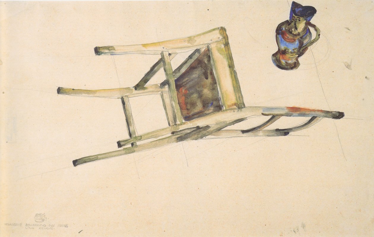 Organische Bewegung des Sessels und Kruges - 21-4-1912 von Egon Schiele