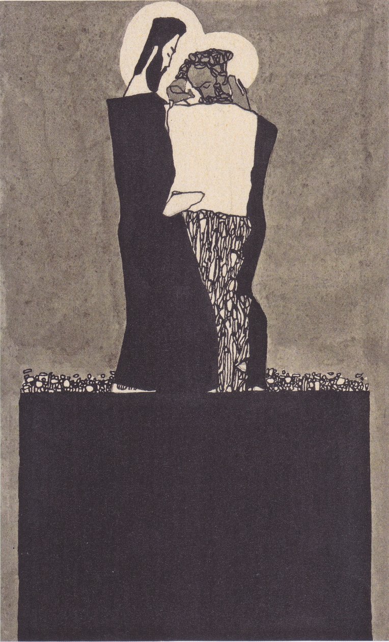 Zwei Männer mit Nimbus von Egon Schiele