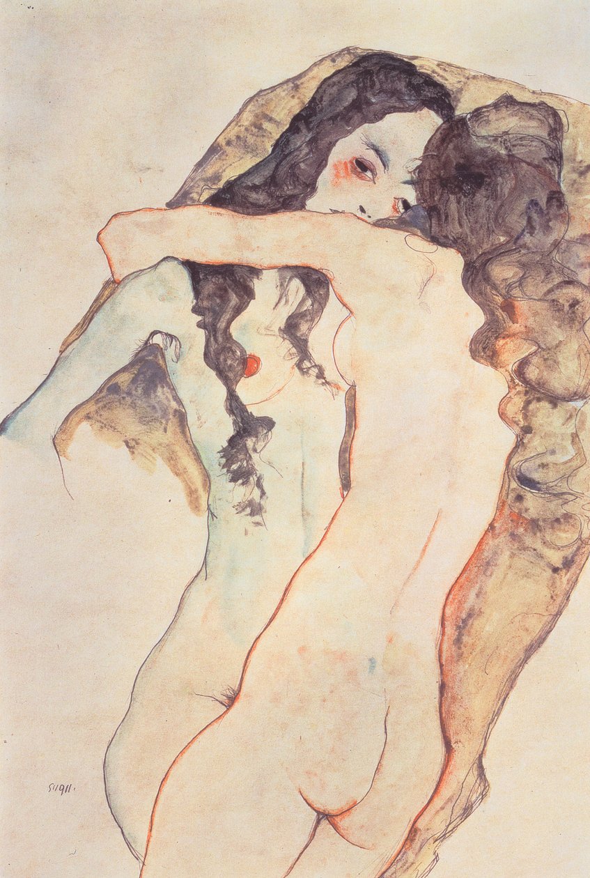 Zwei sich umarmende Frauen von Egon Schiele