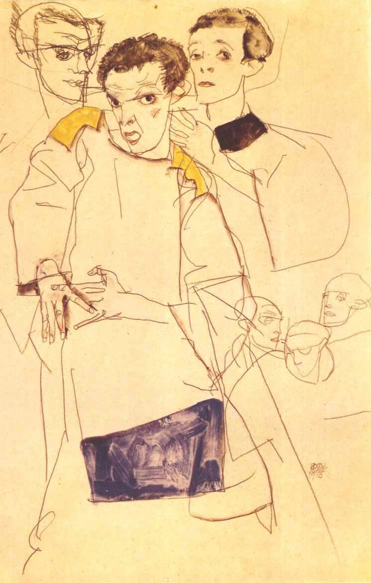 Dreifaches Selbstbildnis von Egon Schiele