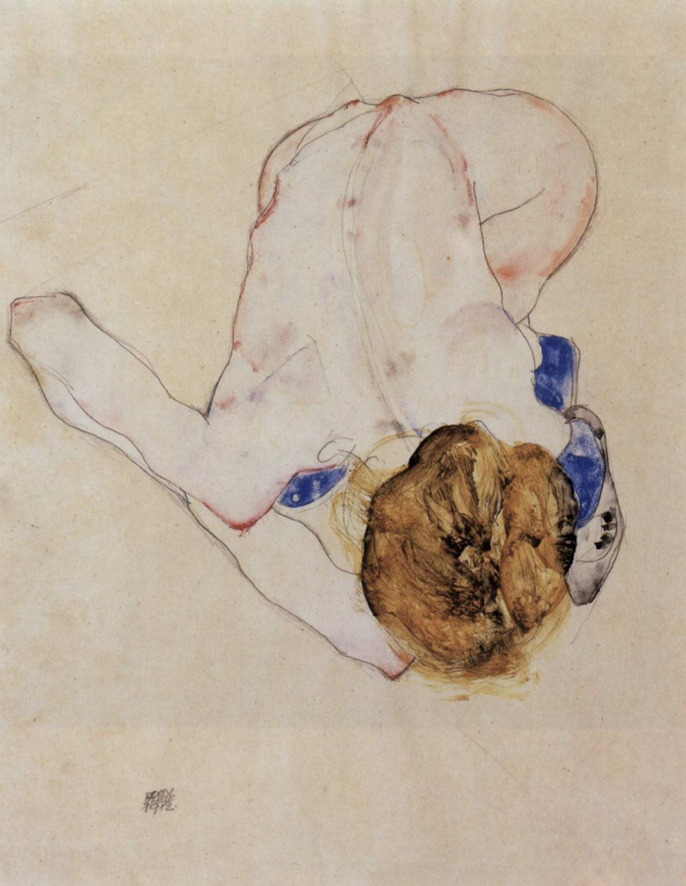 Nach vorn gebeugter weiblicher Akt von Egon Schiele