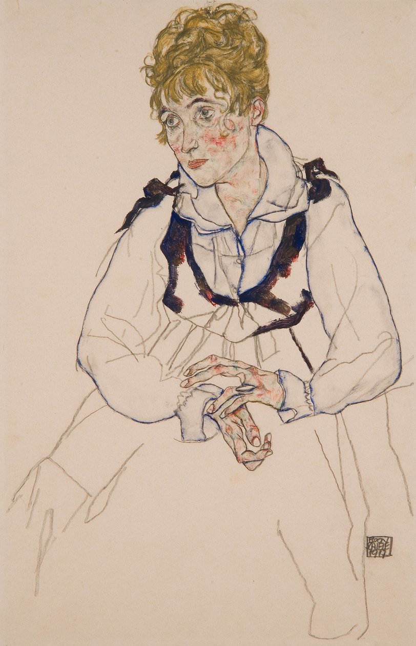 Die Frau des Künstlers, sitzend von Egon Schiele