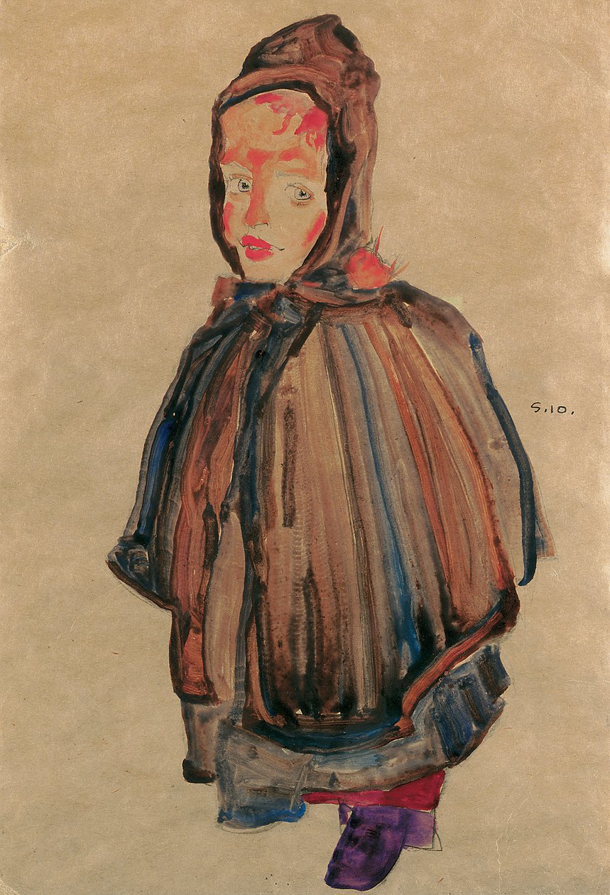 Mädchen mit Kapuze, 1910 von Egon Schiele