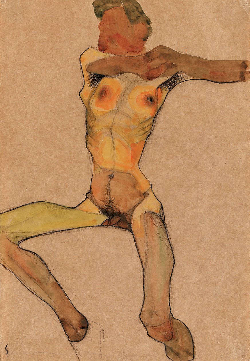 Männlicher Akt, gelb, 1910 von Egon Schiele