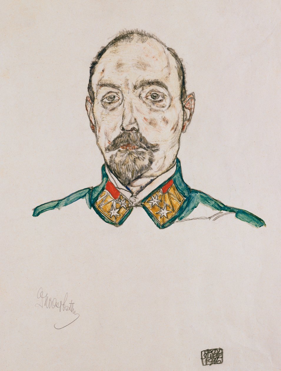 Porträt eines Ersten Offiziers, 1916 von Egon Schiele