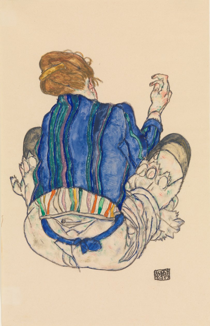 Sitzende Frau, Rückansicht, 1917 von Egon Schiele