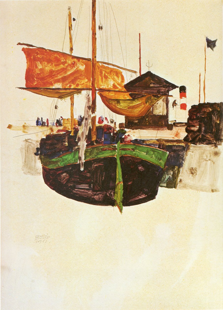 Schiff in Triest von Egon Schiele