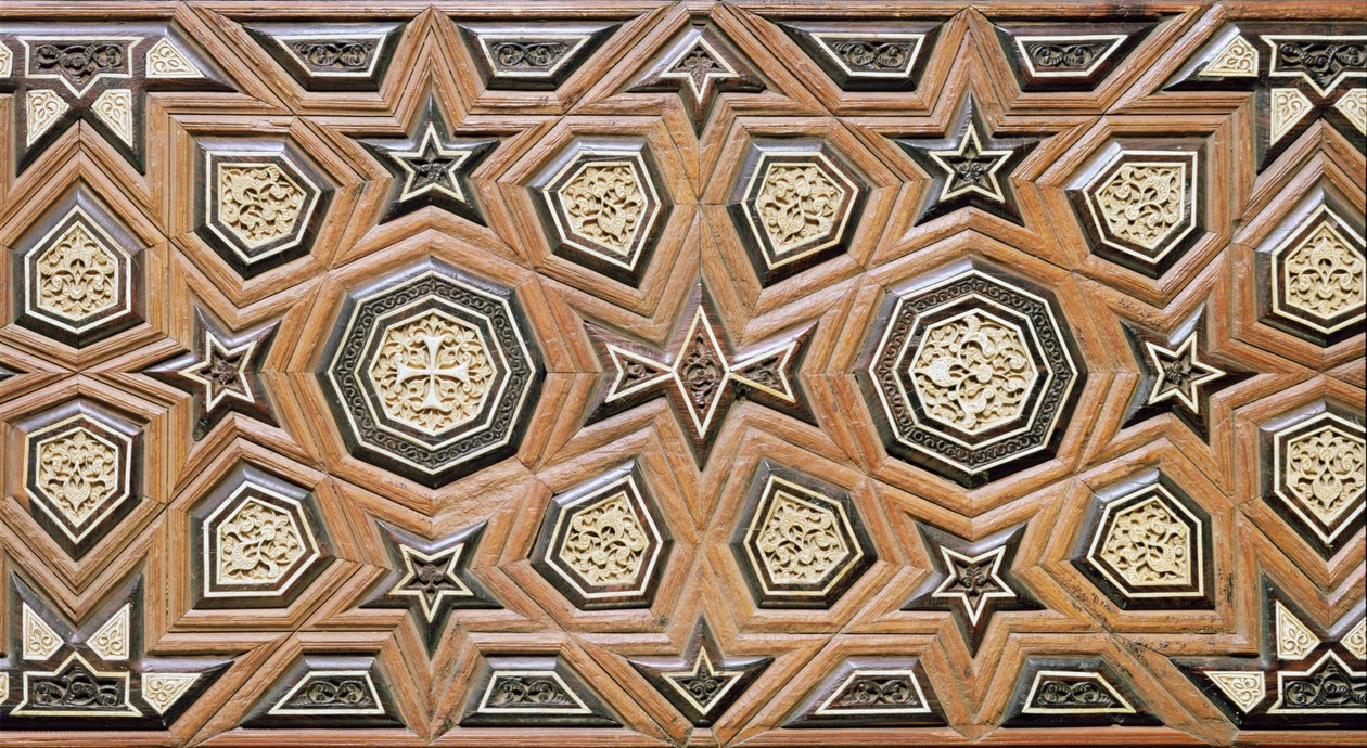 Paar Fensterläden aus einer Kirche (Holz eingelegt mit Elfenbein & Ebenholz) (Detail) von Egyptian