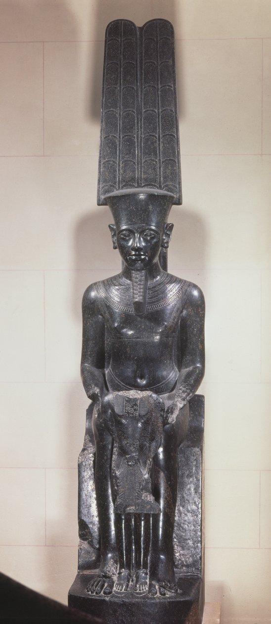 Statue des Gottes Amun, der Tutanchamun beschützt, Neues Reich, ca. 1336-1327 v. Chr. von Egyptian 18th Dynasty
