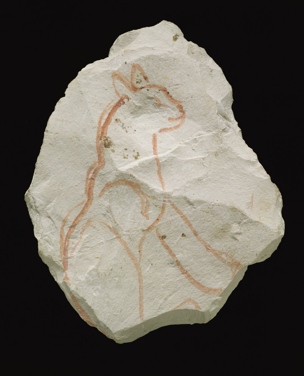 Ostrakon, das eine sitzende Katze darstellt, Neues Reich von Egyptian 19th Dynasty