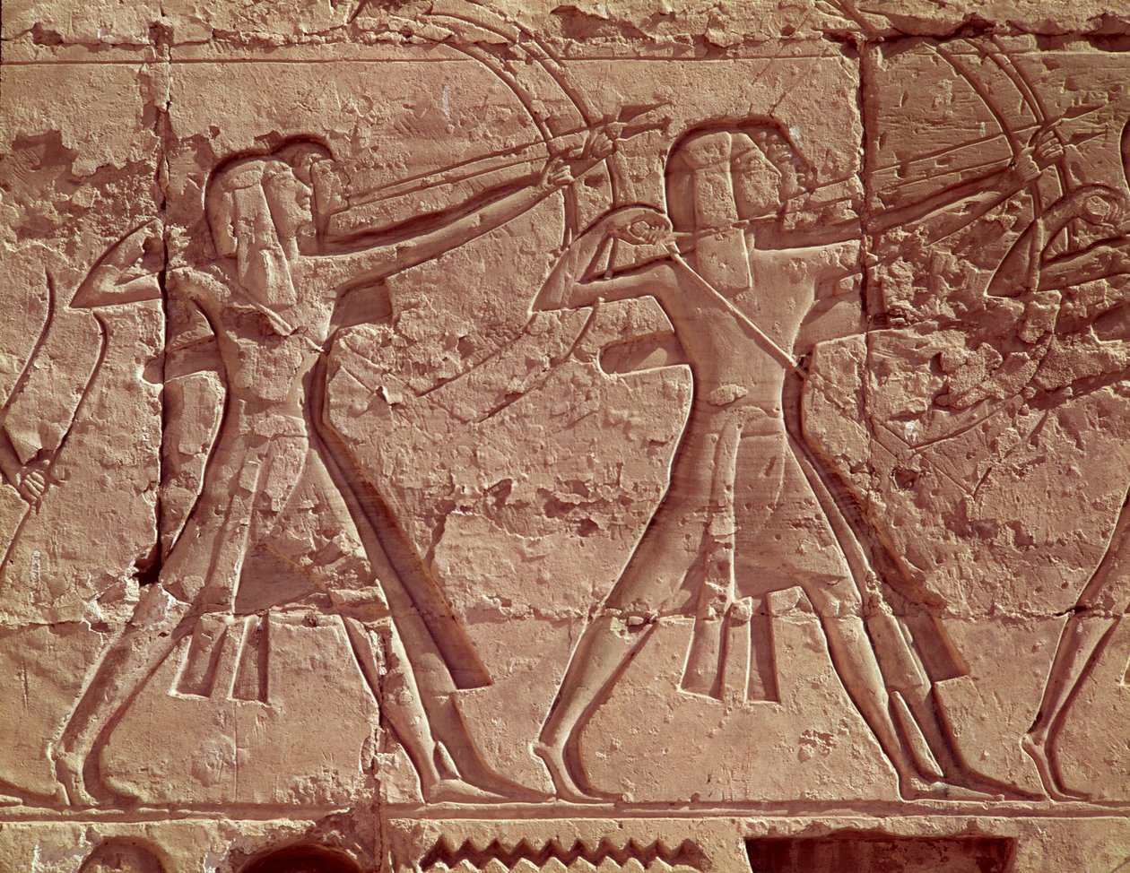 Bogenschützen, Detail von der Jagd von Ramses III, aus dem Totentempel von Ramses III, Neues Reich von Egyptian 20th Dynasty