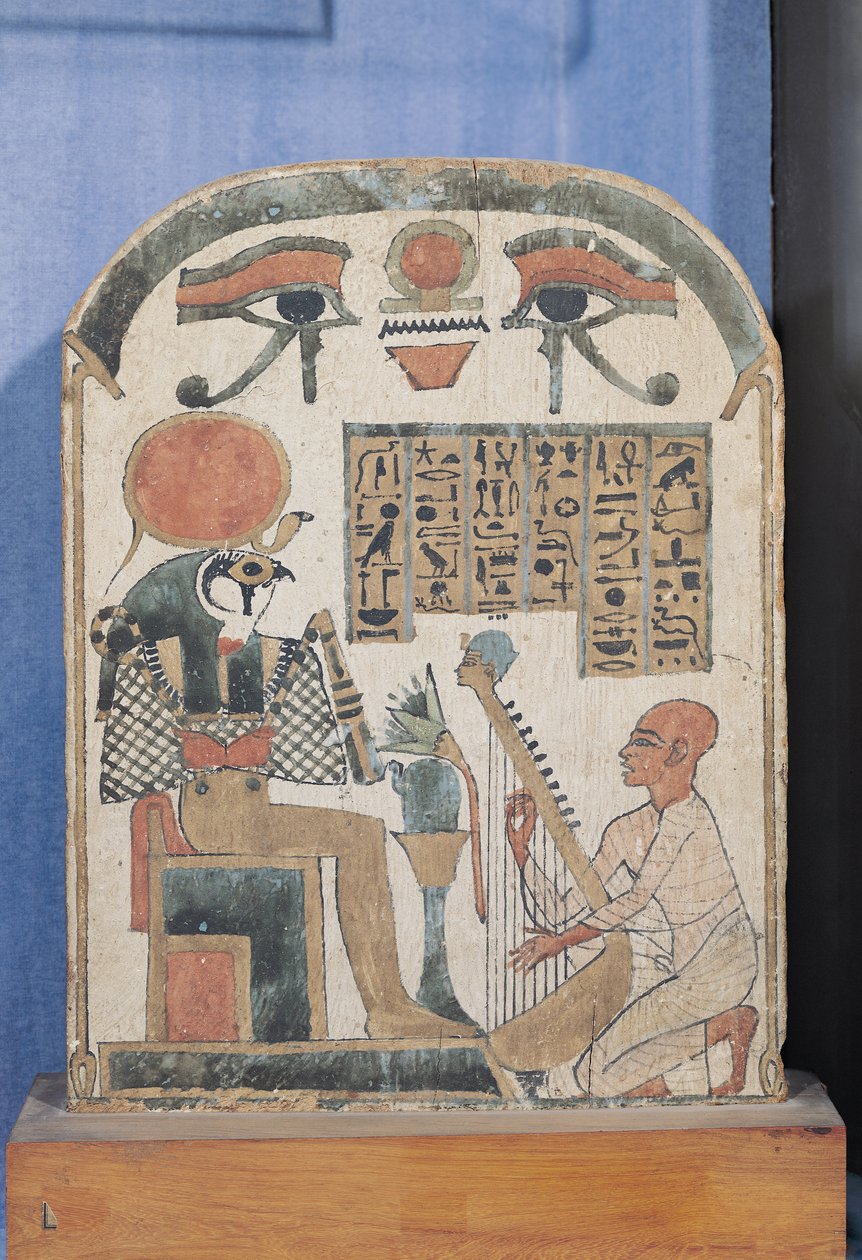 Stele des Harfenspielers Djedkhonsuiuefankh, Ägyptisch, Dritte Zwischenzeit von Egyptian 22nd Dynasty