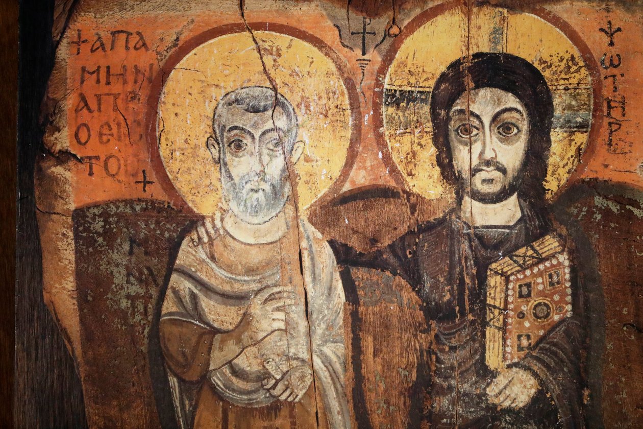 Jesus und Menas in einer Ikone aus dem sechsten Jahrhundert von Egyptian