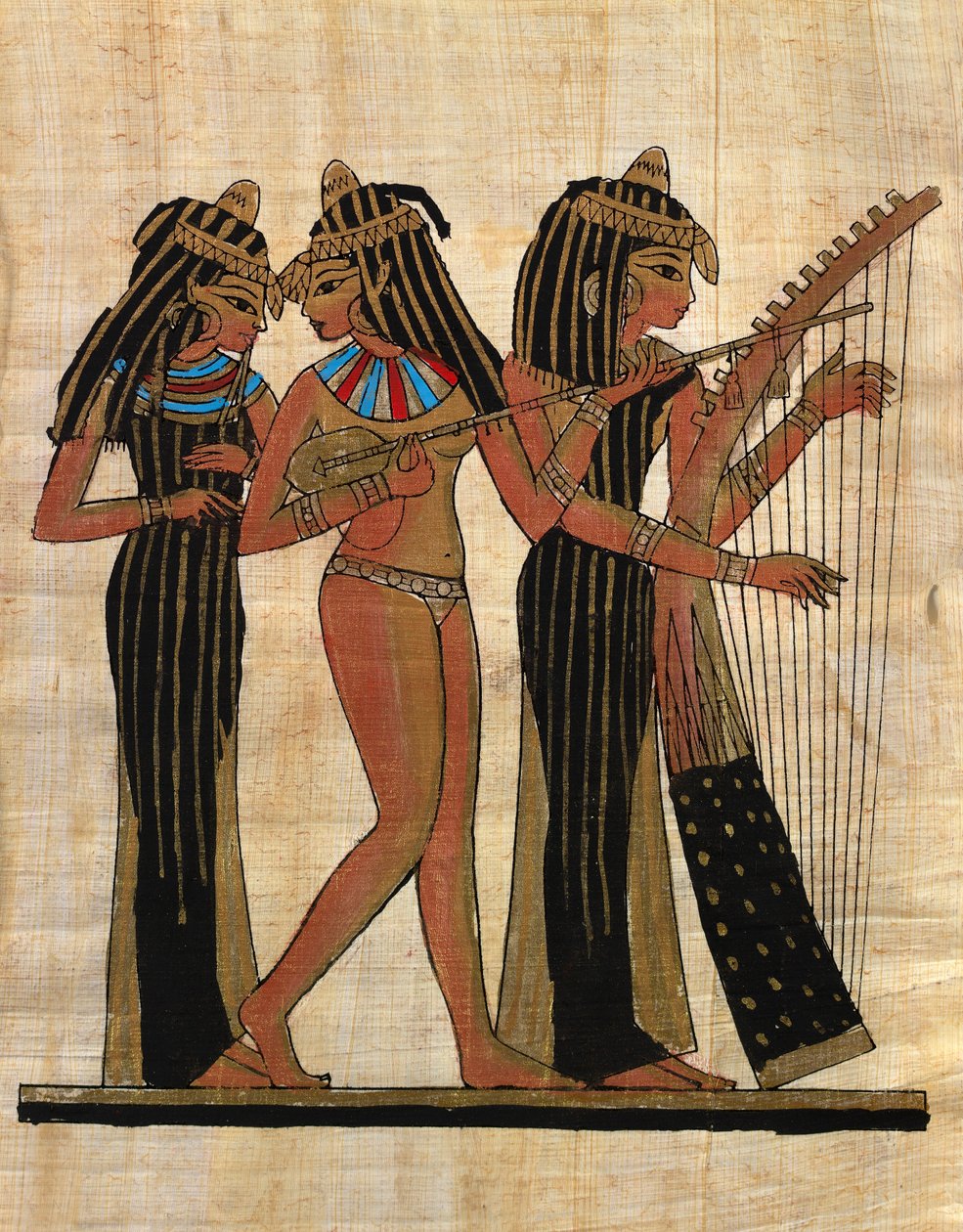 Ägyptische Kunst; Ägyptischer Papyrus: Musiker; Sammlung Teil von Egyptian Egyptian