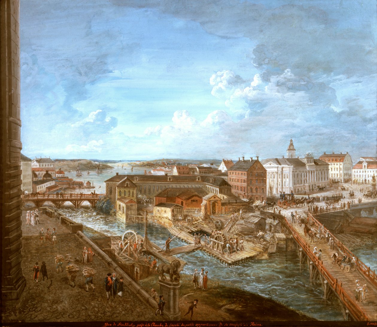 Ansicht von Stockholm vom Königspalast aus (Gouache auf Leinwand) von Elias Martin