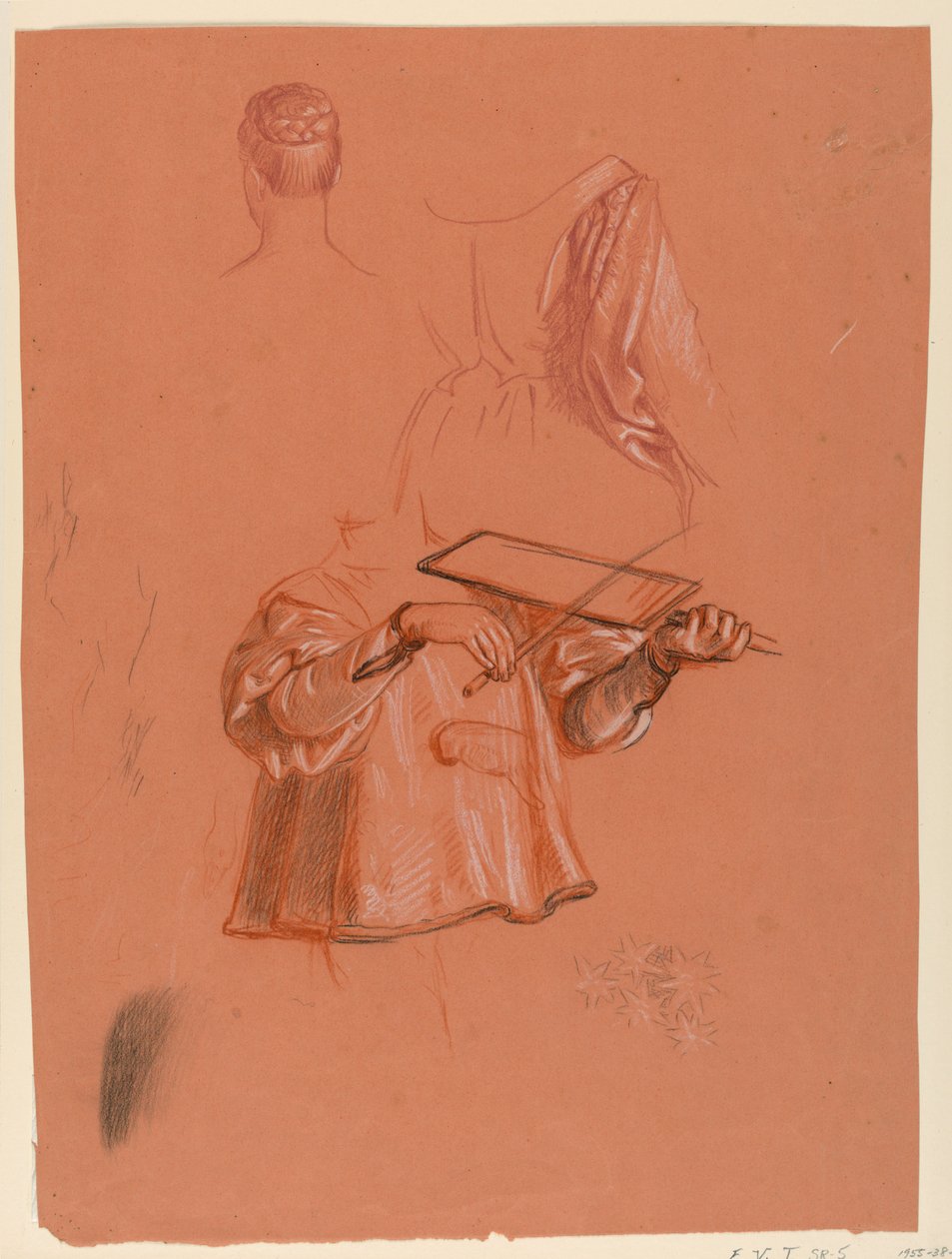Zeichnung, Figuren- und Draperiestudien, ca. 1885 von Elihu Vedder
