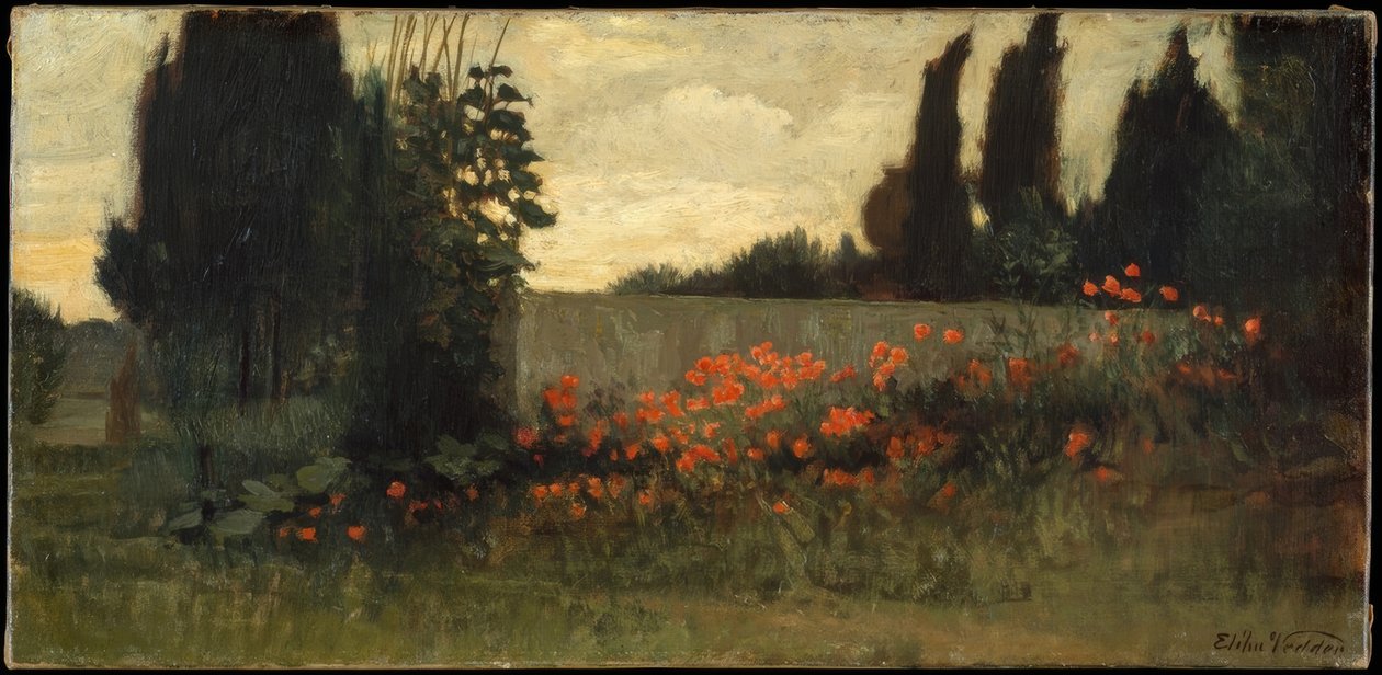 Zypresse und Mohnblumen von Elihu Vedder