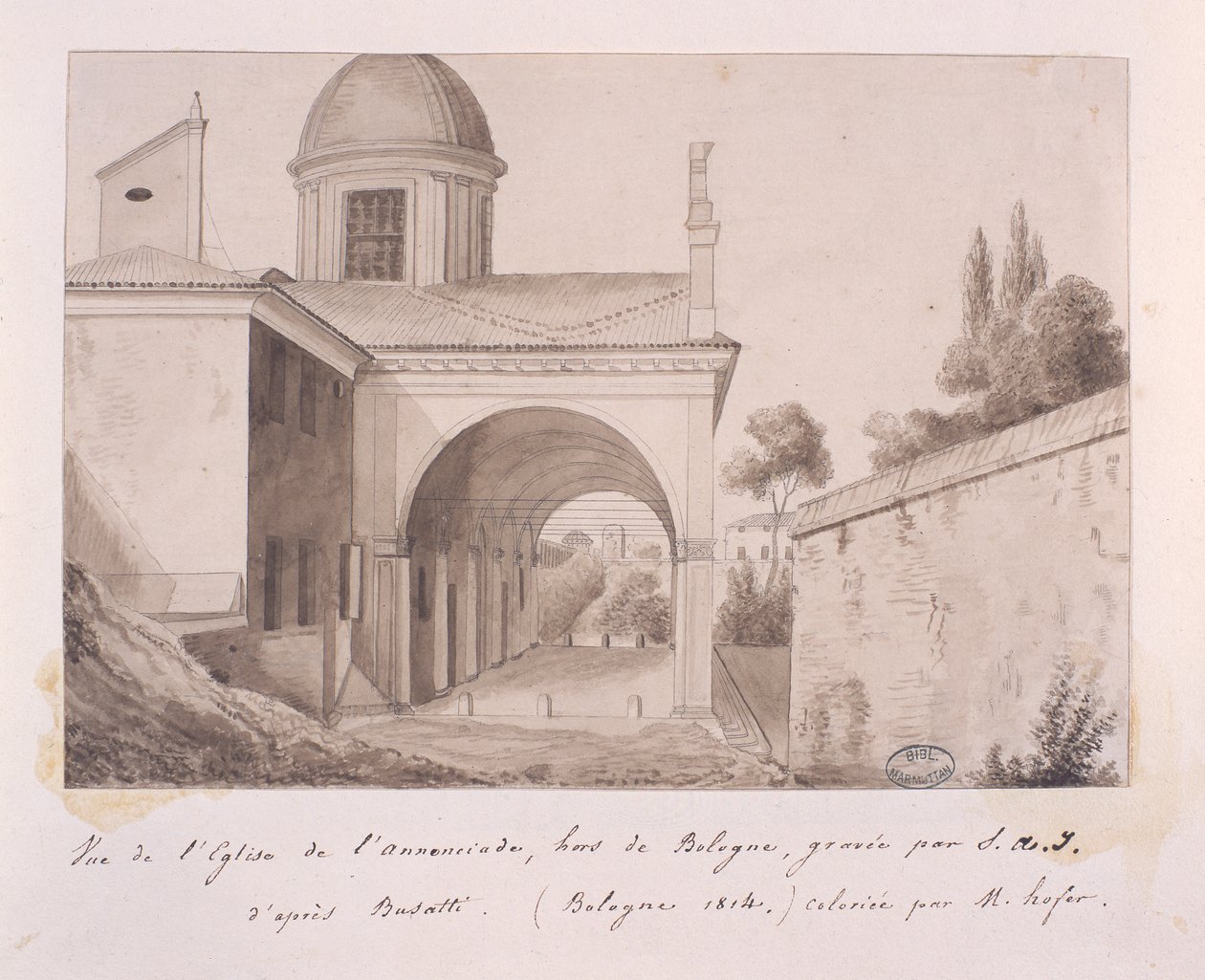 Ansicht der Kirche der Verkündigung, Bologna, nach Busatti, 1814 von Elisa Bonaparte
