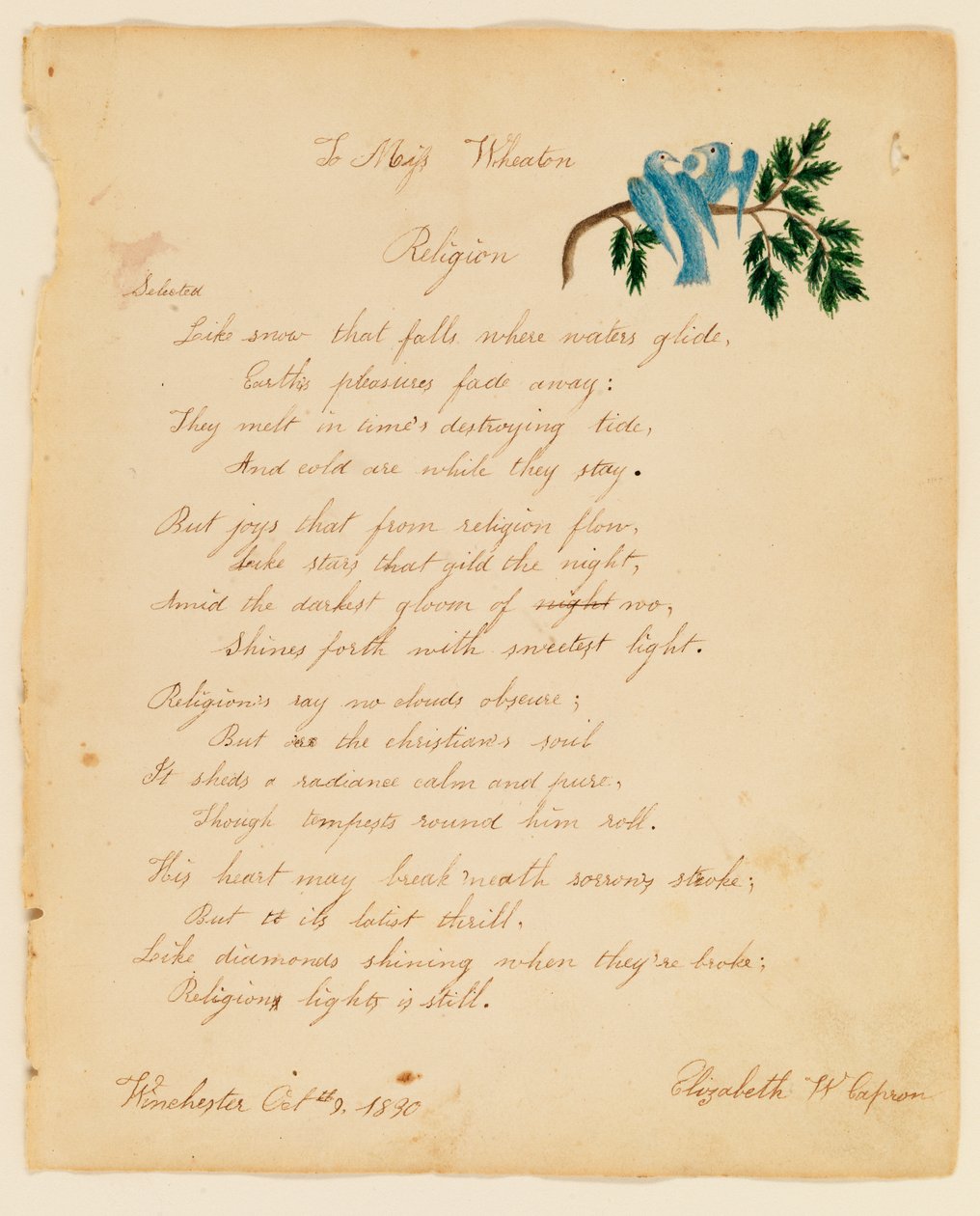 An Miss Wheaton, Religion, 1830 von Elizabeth W. Capron