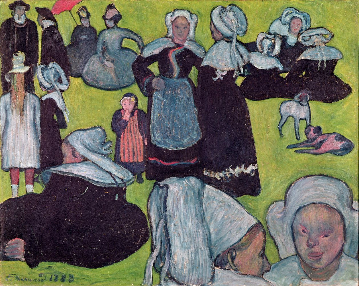 Bretonen auf einem Feld oder, Die Vergebung, 1888 von Emile Bernard