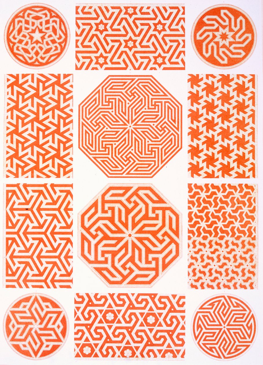Stuckdekoration: verschiedene geometrische Muster, 19. Jahrhundert von Emile Prisse d