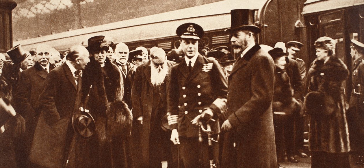 König Edward VIII. verlässt Australien und verabschiedet sich von seiner Mutter und seinem Vater in Victoria, 1920 von English Photographer