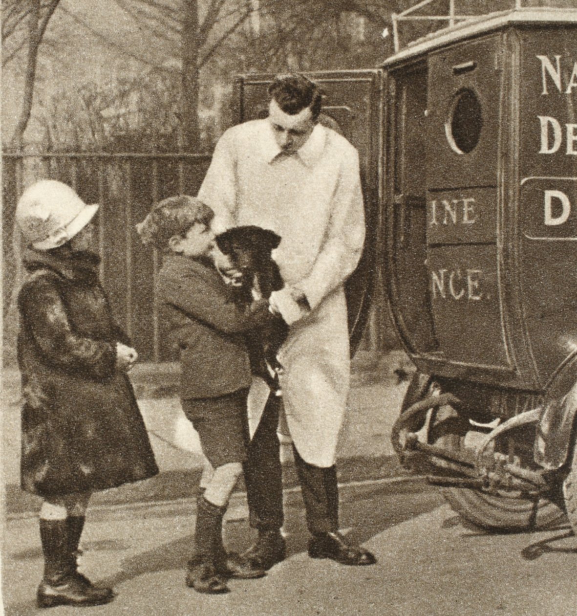 Der Tierarzt von der Fulham-Filiale der Volksapotheke für kranke Tiere, aus Wunderbares London, veröffentlicht 1926-27 von English Photographer