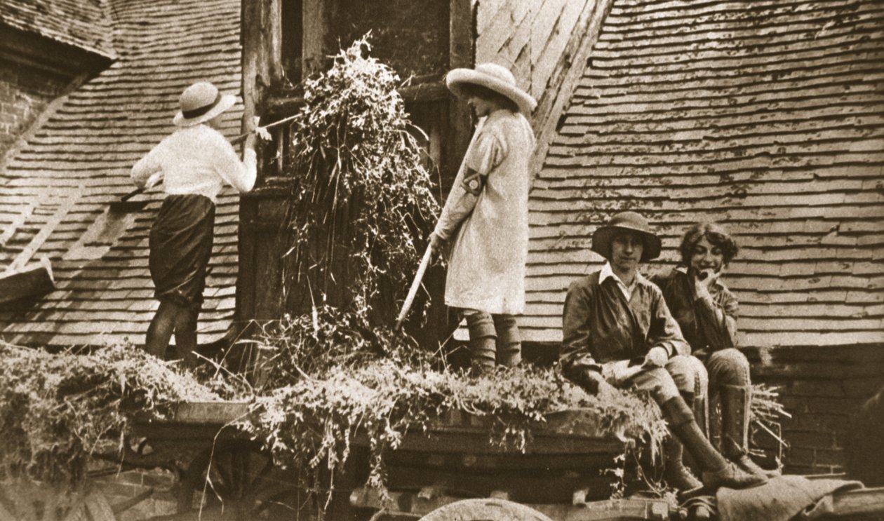 Frauen auf dem Land: einige interessante Szenen in Evesham, aus The Illustrated War News, 21. Juni 1916 von English Photographer