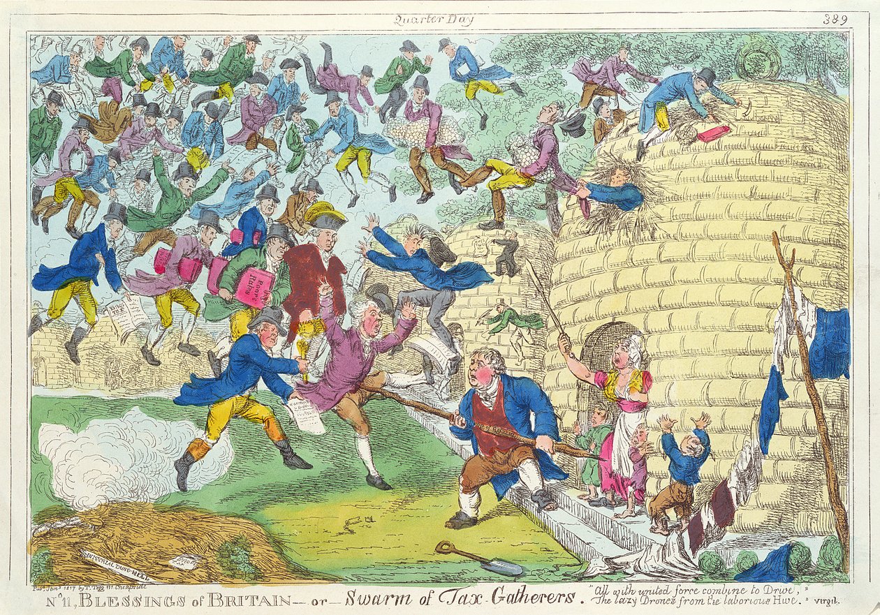 Segnungen Britanniens - oder Schwarm von Steuereintreibern, 1817 von English School