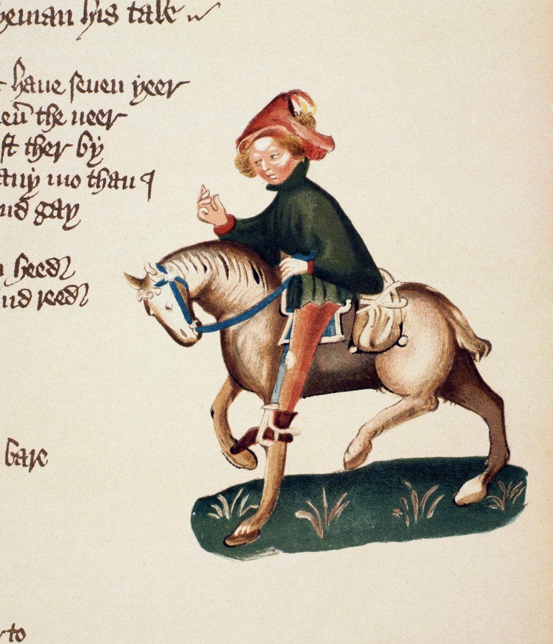 Der Kanoniker, Detail aus den Canterbury Tales von Geoffrey Chaucer (ca. 1342-1400) Ellesmere Manuskript, Faksimile-Ausgabe, 1911 (Detail) von English School
