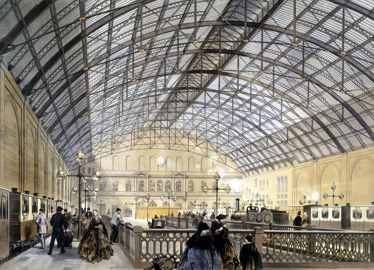 Bahnhof Charing Cross, graviert von den Kell Brothers, späte 1860er Jahre von English School