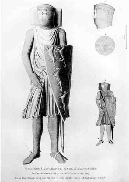 Abbild von William Longespee, dritter Earl of Salisbury (gest. 1226), von seinem Denkmal im Kirchenschiff der Kathedrale von Salisbury von English School