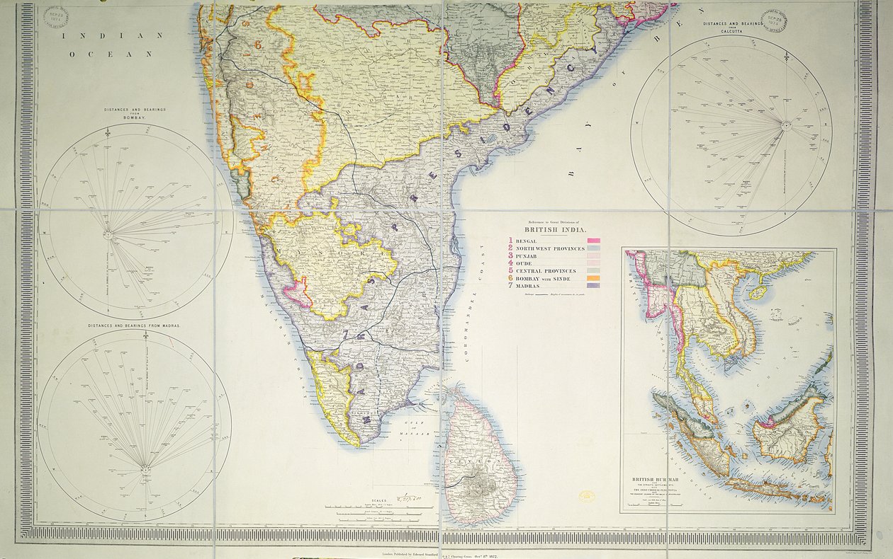 Karte von Britisch-Südindien, 1872 von English School