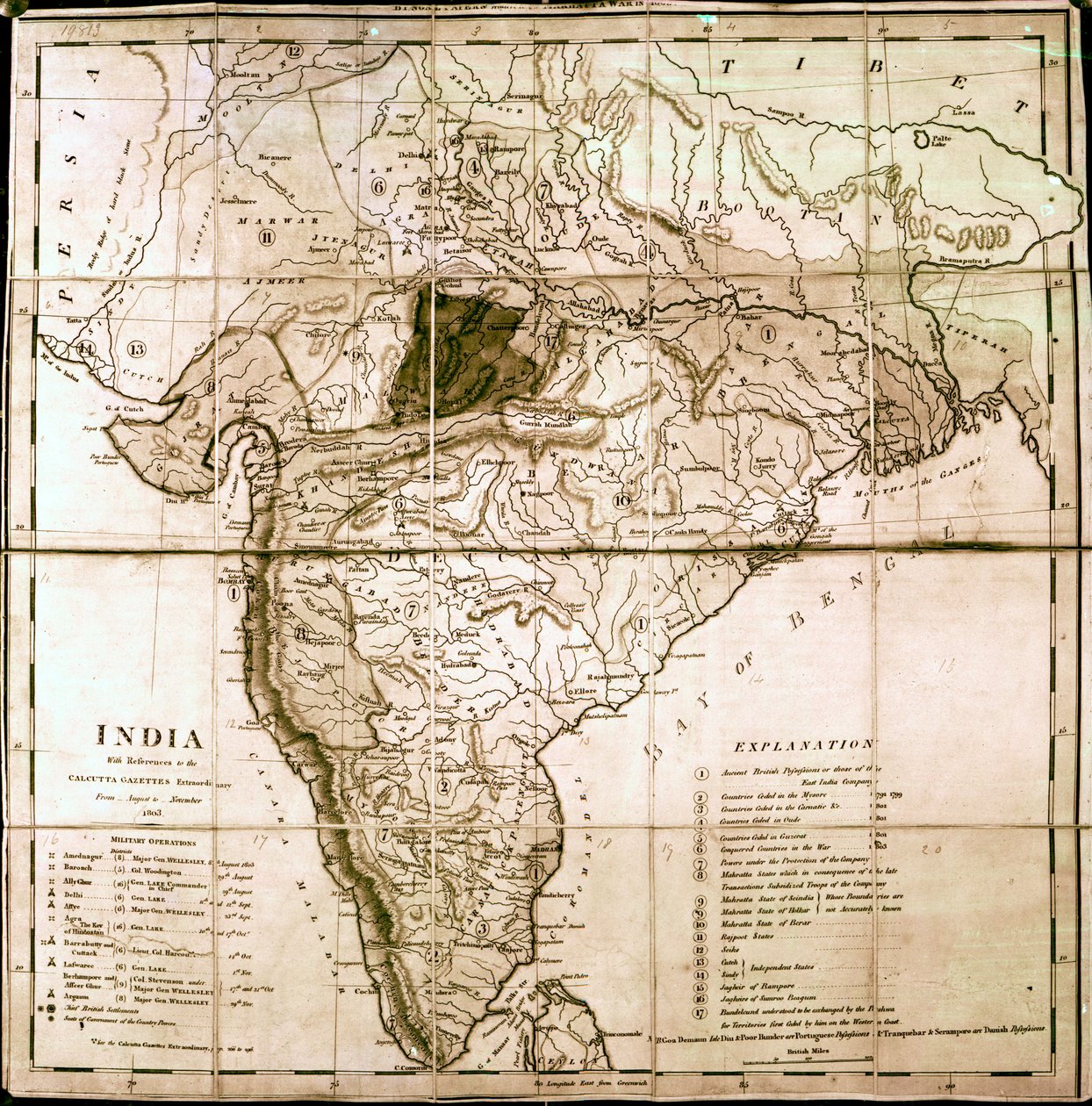 Karte von Indien, 1803 von English School