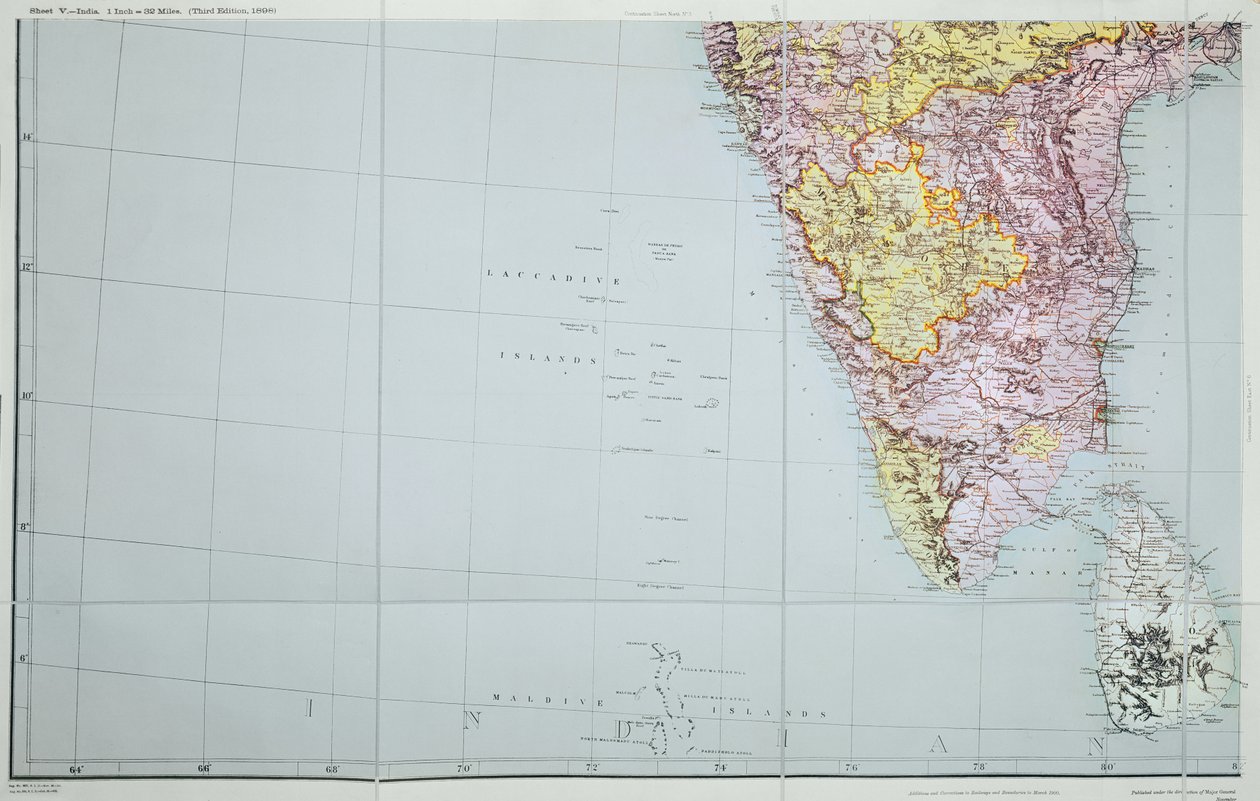Karte von Südindien, 1898 von English School