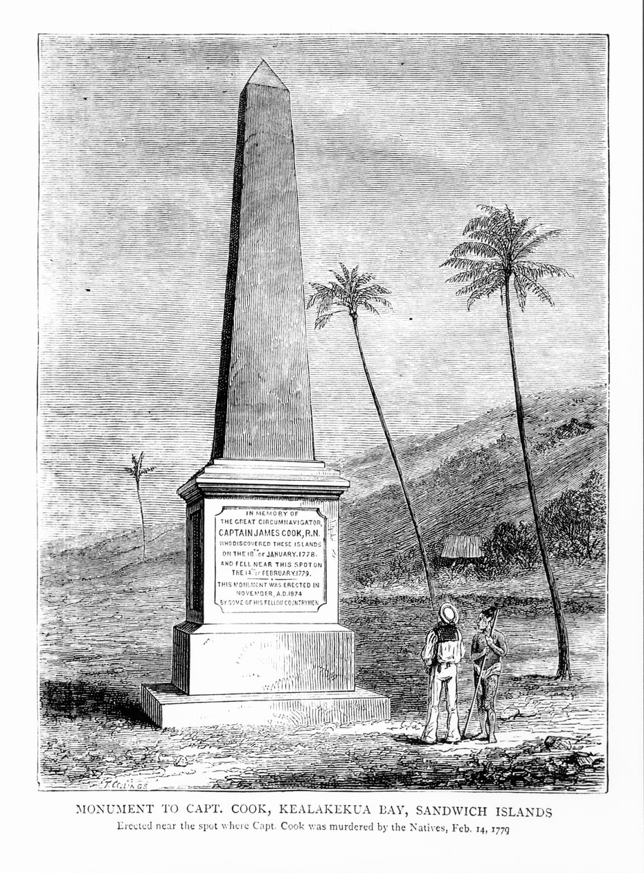 Denkmal für Kapitän James Cook (1728-79), Kealakekua Bay, Sandwich-Inseln von English School