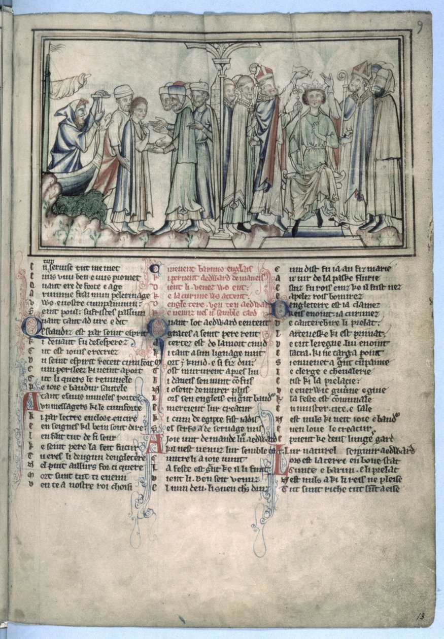 Die Salbung und Krönung von Edward dem Bekenner im Jahr 1043, aus dem Leben von St. Edward dem Bekenner, ca. 1250-60 von English School