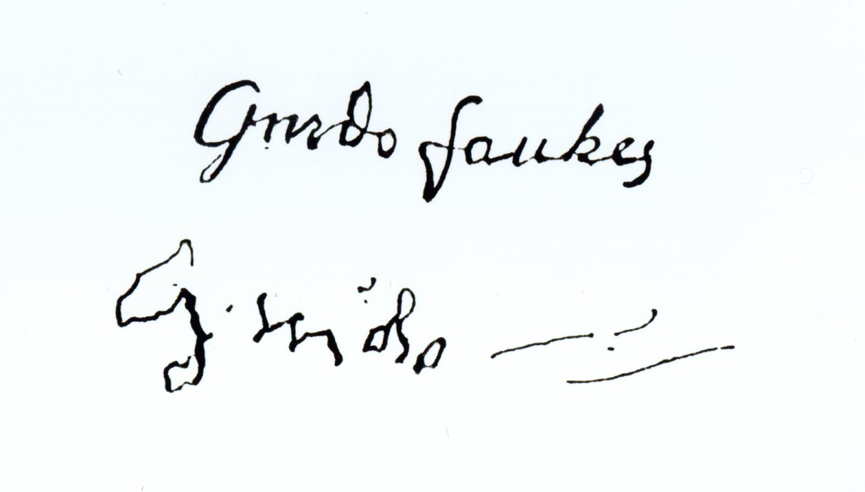 Unterschrift von Guy Fawkes (1570-1606) von English School